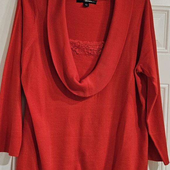 Denim 24/7 Vibrant Red Cowl Neck Sweater - Picture 1 of 3